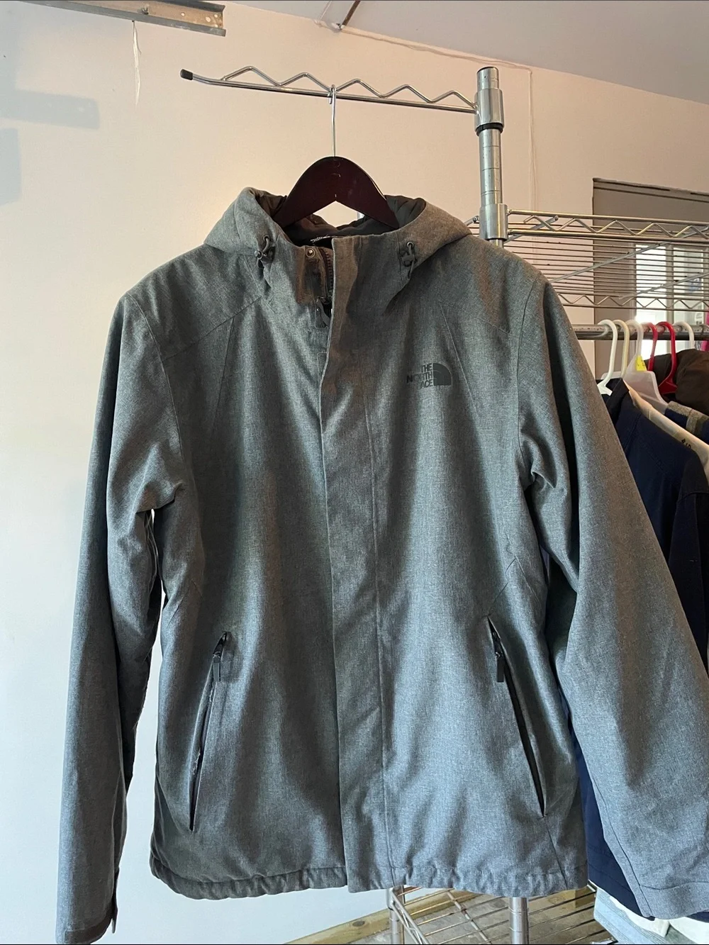 The North Face Men's Hooded Raincoat in Heather Gray